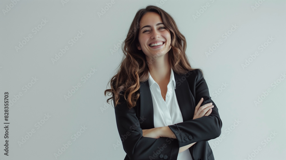 Laughing Businesswoman in Professional Attire Laughing Businesswoman in Professional Attire