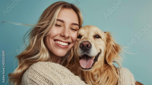 The woman and her dog photo