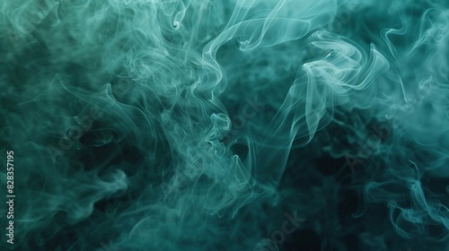 Turquoise smoke flows smoothly, symbolizing tranquility and balance.