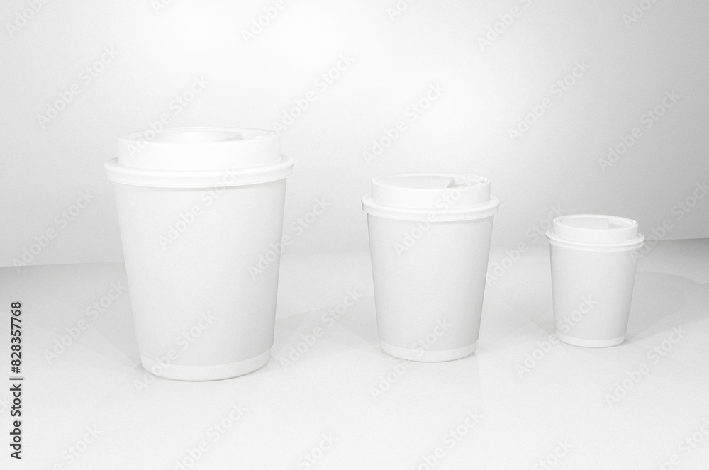 A Spectrum of Sizes Three White Coffee Cup Mockups A Spectrum of Sizes Three White Coffee Cup Mockups