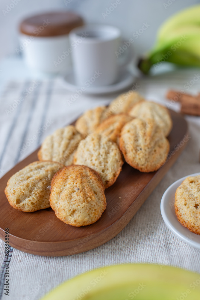 A group of madeleine butter cookie A group of madeleine butter cookie