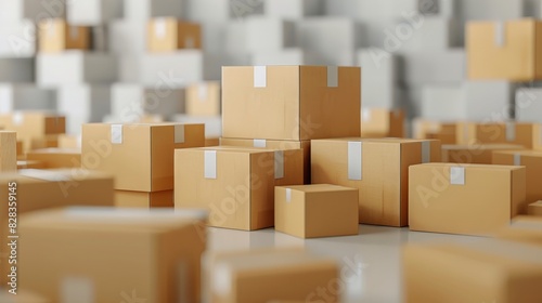 cardboards boxes in a bright room. © nikola-master