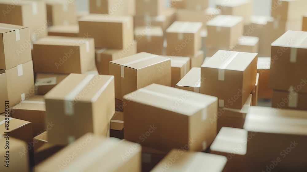 Fototapeta premium cardboards boxes in a bright room.