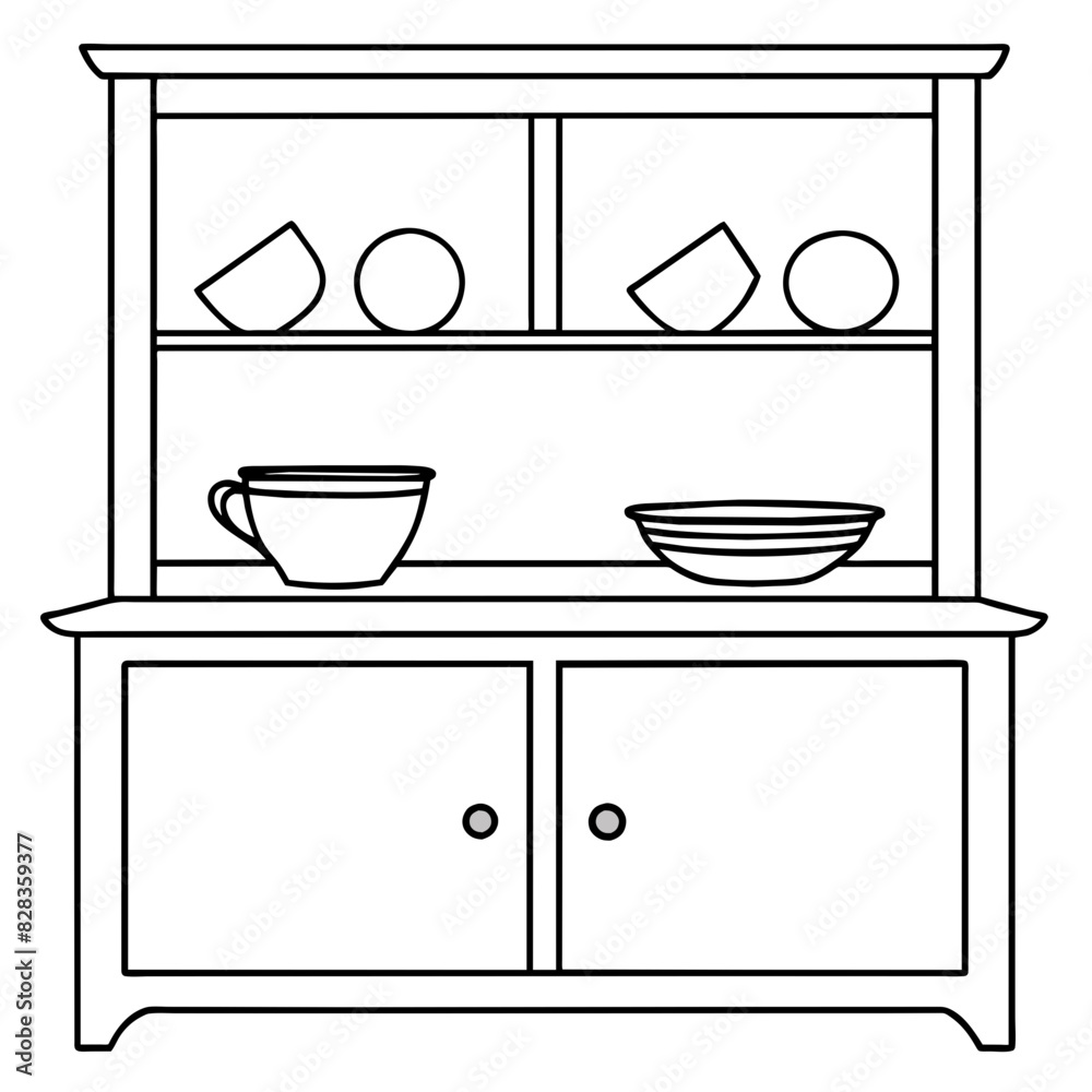 Traditional Welsh Dresser Vector Illustration