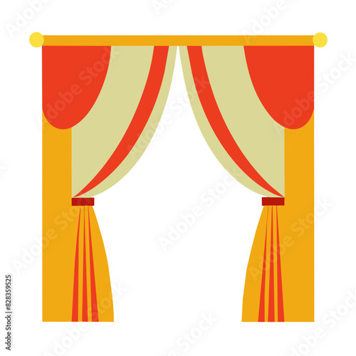 vector illustration of red velvet curtains with golden tassels