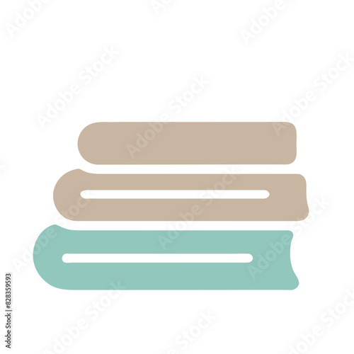  vector illustration of a stack of towels, colored in shades of teal and brown