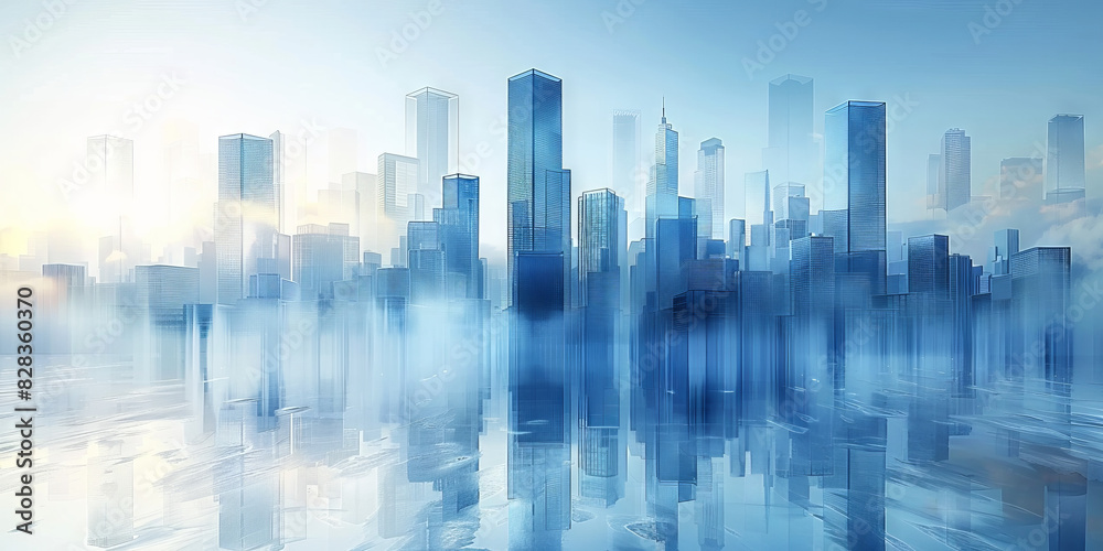 Abstract skyscrapers of a smart city, architectural background