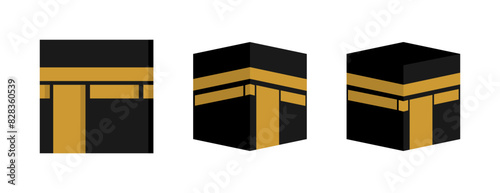 Kaaba Icon Set - Flat Icon - Editable Vector : Suitable for Islamic Theme and Other Graphic Related Assets.