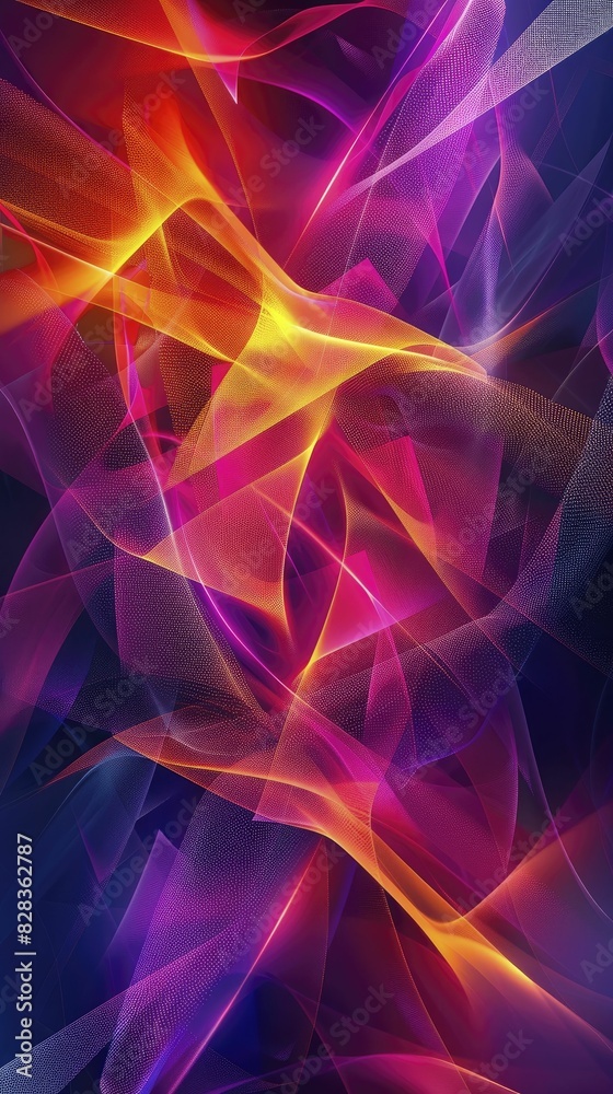 Fototapeta premium Modern neon-lit futuristic background, abstract patterns, vibrant colors, high contrast