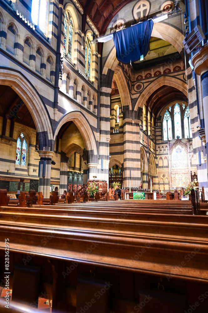Obraz premium Melbourne VIC, Australia - MAY 29, 2023: St Paul's Cathedral in Melbourne VIC, Australia .