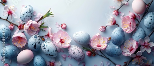 Beautiful Easter banner with spring flowers and color