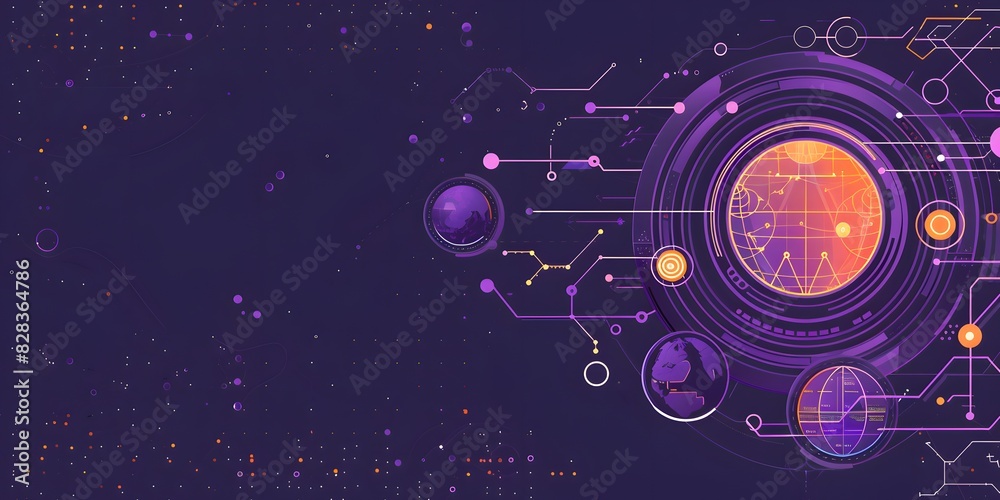 Obraz premium A purple background with a large circle in the middle, technology banner design