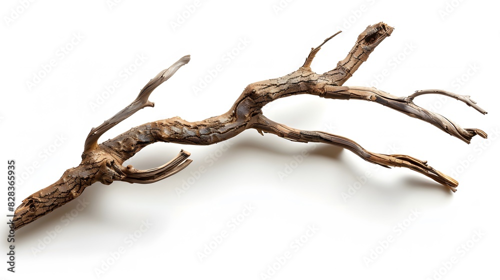 Dry twisted jungle branch isolated on white background Dry twisted jungle branch isolated on white background
