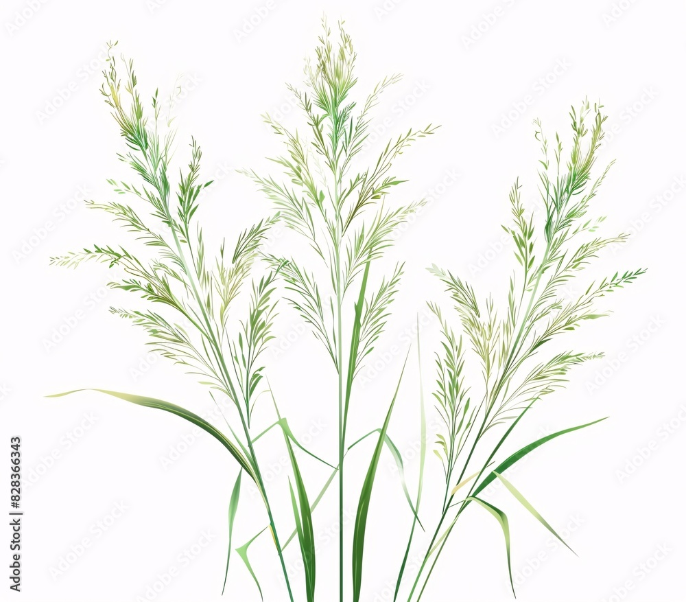 Obraz premium Serene Scene of Reeds and Wildflowers