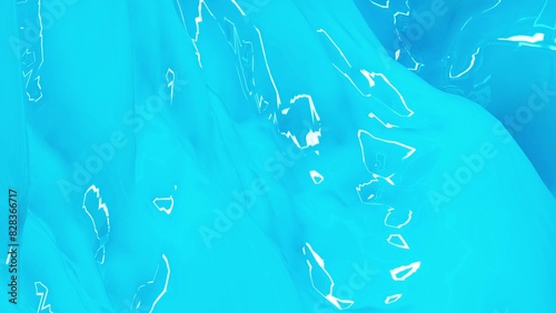 Blue glossy liquid  background organic plastic 3d render abstract wave, elegant textile, macro soft smooth latex texture