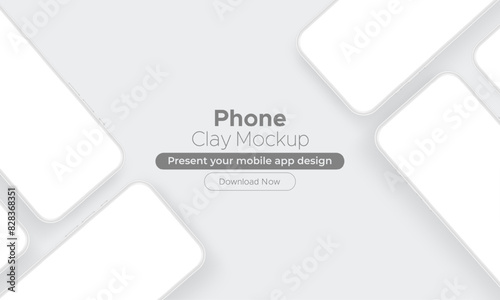 Clay Smartphones. Mockup for Showing Mobile App Design. Vector Illustration