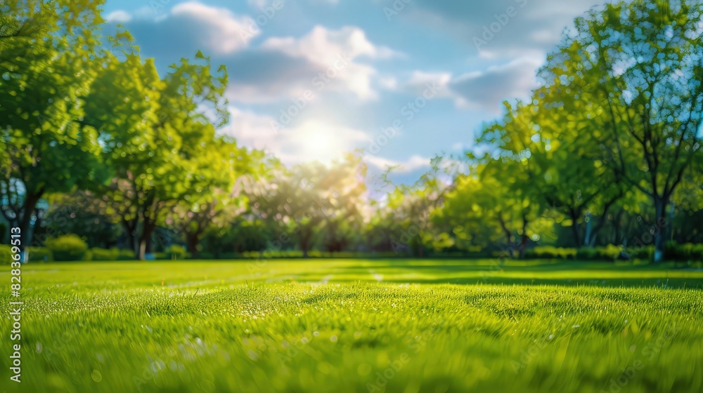 A bright and cheerful summer scene with vibrant green grass stretching out under a clear blue sky, dotted with a few fluffy white clouds, capturing the essence of a perfect sunny day. A bright and cheerful summer scene with vibrant green grass stretching out under a clear blue sky, dotted with a few fluffy white clouds, capturing the essence of a perfect sunny day.