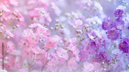 Background of Gypsophila flowers Gypsophila paniculata delicate baby s breath flowers in pink and violet photo