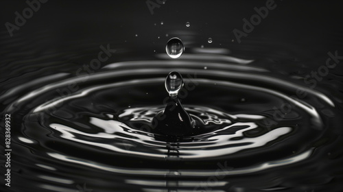 Water drop splash with circular waves 
