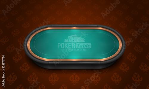 Poker table with blue cloth. Vector illustration.