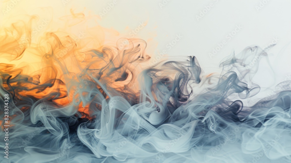 Vibrant swirling smoke in gradient transitioning from warm yellows to cool grays for a dynamic effect. High quality photo Vibrant swirling smoke in gradient transitioning from warm yellows to cool grays for a dynamic effect. High quality photo