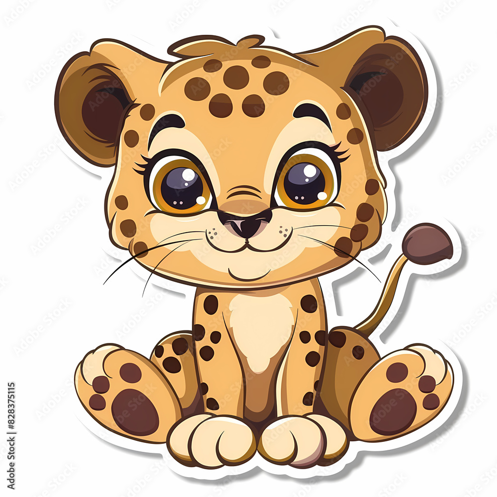 Cute animal cartoon on a White Canvas Sticker,vector image Cute animal cartoon on a White Canvas Sticker,vector image