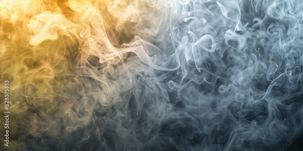 Vibrant swirling smoke in gradient transitioning from warm yellows to cool grays for a dynamic effect. High quality photo Vibrant swirling smoke in gradient transitioning from warm yellows to cool grays for a dynamic effect. High quality photo