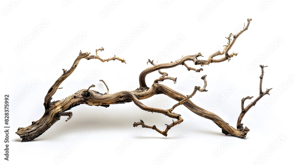 Dry twisted jungle branch isolated on white background Dry twisted jungle branch isolated on white background