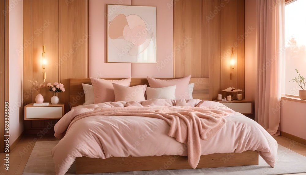 Beautiful Bedroom Interior design modern with wooden wall background. 3d rendering Beautiful Bedroom Interior design modern with wooden wall background. 3d rendering