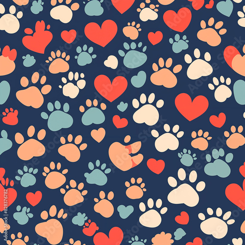 Wallpaper Mural seamless pattern with cat paw Torontodigital.ca