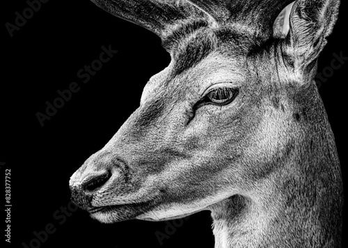 Portrait of a deer in Monochrome