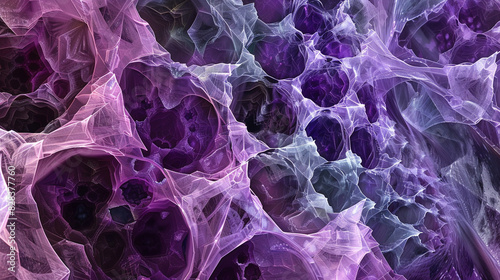 Science-themed podcast cover art enhanced by an enigmatic amethyst abstract structure.