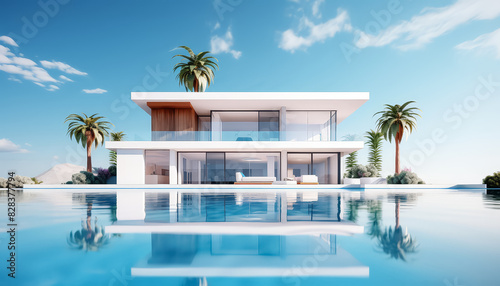 Beautiful white villa with swimming pool