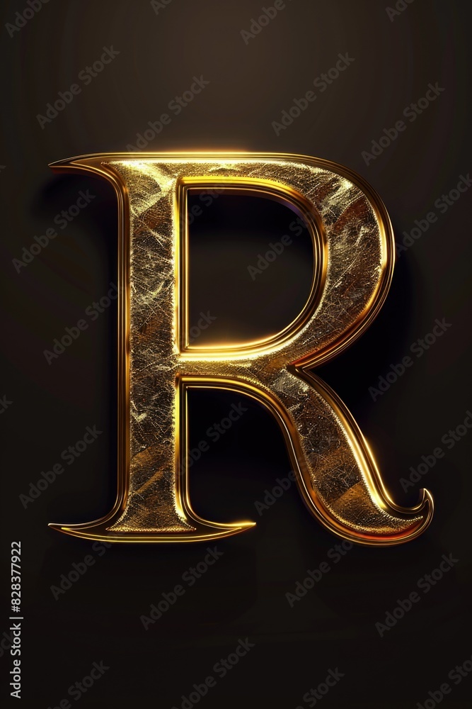 Golden letter R on a black background. Perfect for branding and graphic design projects Golden letter R on a black background. Perfect for branding and graphic design projects