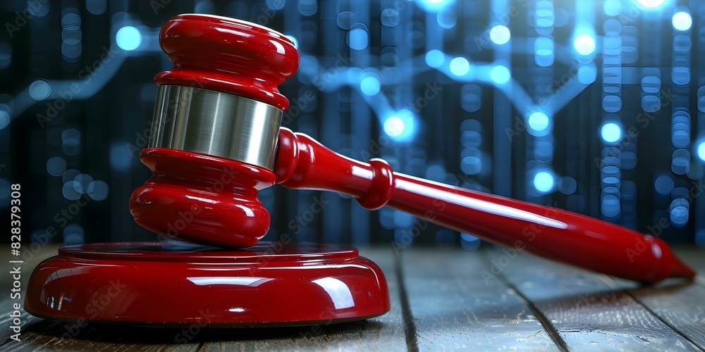 Digital gavel on table symbolizes the intersection of Cybersecurity ...