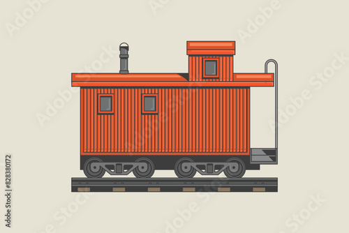 Caboose on railway vector illustration