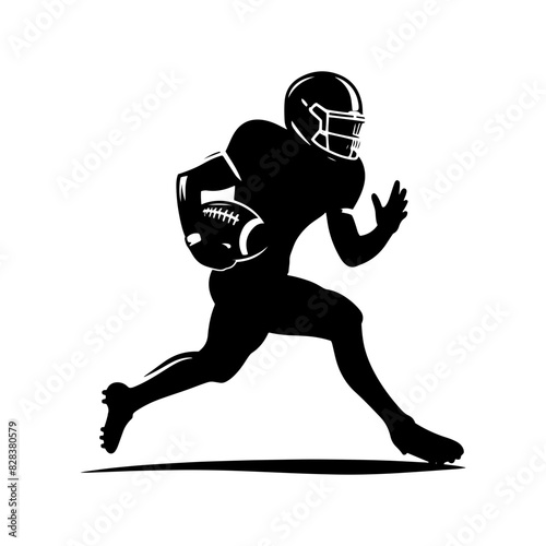 Vector silhouette poses while playing American football. simple design