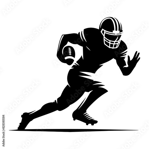 Vector silhouette poses while playing American football. simple design