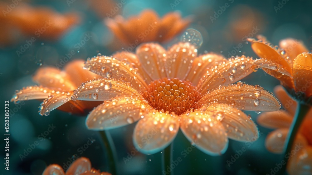 Beautiful shimmering daisy at night, shimmering flowers. Beautiful shimmering daisy at night, shimmering flowers.