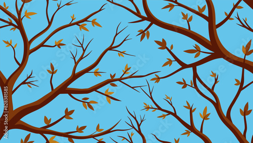 A pattern of tree branches against a clear blue sky encouraging the viewer to appreciate the simplicity and beauty of nature.. Vector illustration