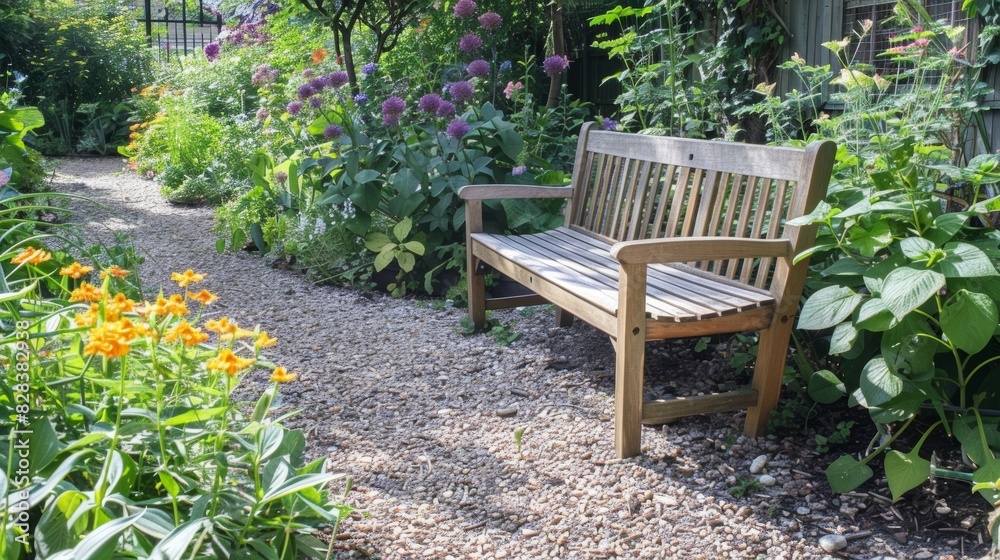 Scattered throughout the garden are wooden benches offering a quiet place to sit and admire the beauty around. Scattered throughout the garden are wooden benches offering a quiet place to sit and admire the beauty around.