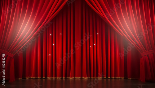 Red curtains on stage