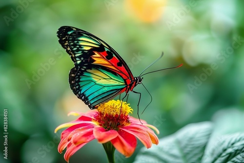 colorful butterfly on the red flower beauty of nature © CreativeArts