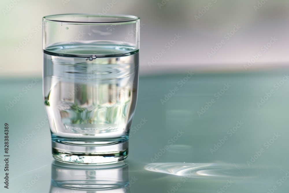 Fresh water in a glass on a white background, representing hydration and healthy lifestyle Fresh water in a glass on a white background, representing hydration and healthy lifestyle