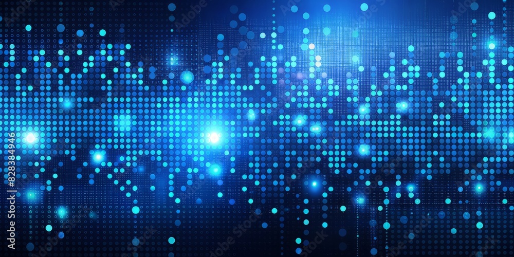 Abstract digital background with blue dots on dark blue, creating an atmosphere of artificial intelligence and data technology in the style of a futuristic banner. The gradient background adds depth. Abstract digital background with blue dots on dark blue, creating an atmosphere of artificial intelligence and data technology in the style of a futuristic banner. The gradient background adds depth.