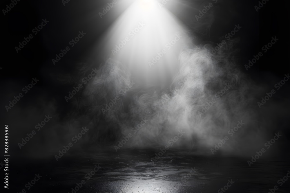 A fountain spraying water against a blackandwhite sky
