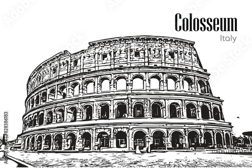 Colosseum in Rome Italy. Vector hand drawn sketch