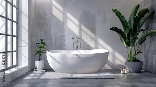 A modern bathroom with clean lines  featuring a floating vanity with a vessel sink  a frameless glass shower  and matte black fixtures against a backdrop of white and gray tiles.  