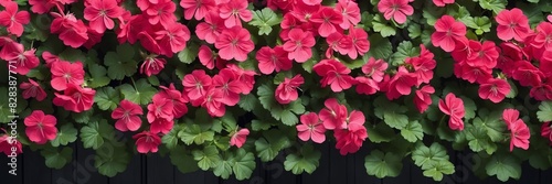 wall of bright geranium flowers banner background © Arceli