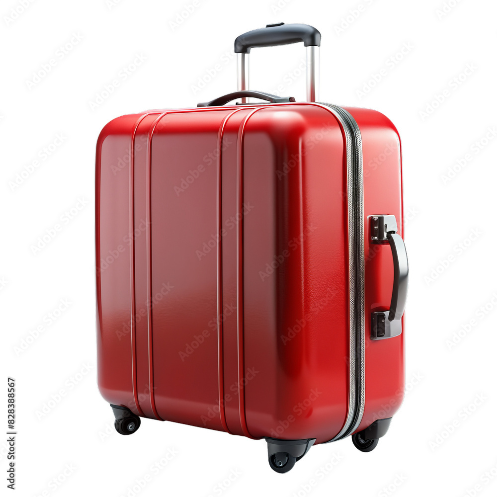 Red Hard-shell Suitcase, Isolated on White Transparent Background, PNG Element Red Hard-shell Suitcase, Isolated on White Transparent Background, PNG Element